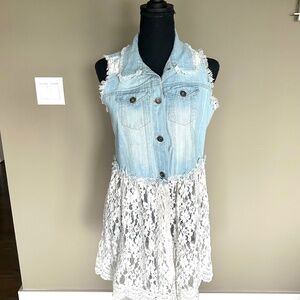 John Mark denim and lace vest /dress